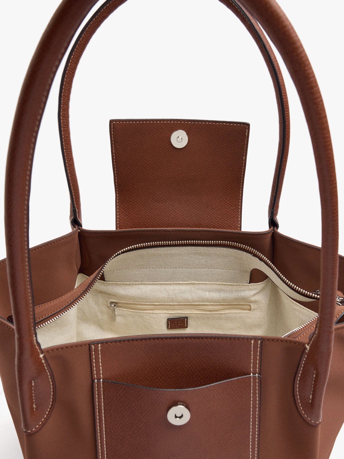 Shopper Bag With Soft Texture With Flap
