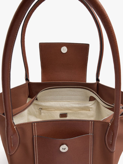 Shopper Bag With Soft Texture With Flap