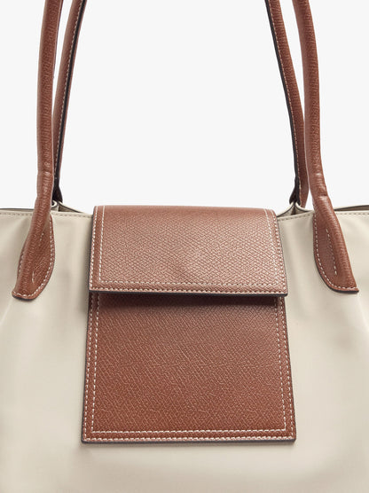 Shopper Bag With Soft Texture With Flap