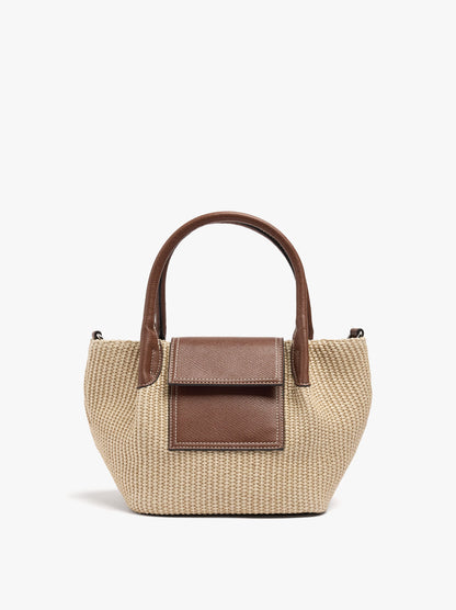 Tote Bag With Paper Straw Effect With Flap