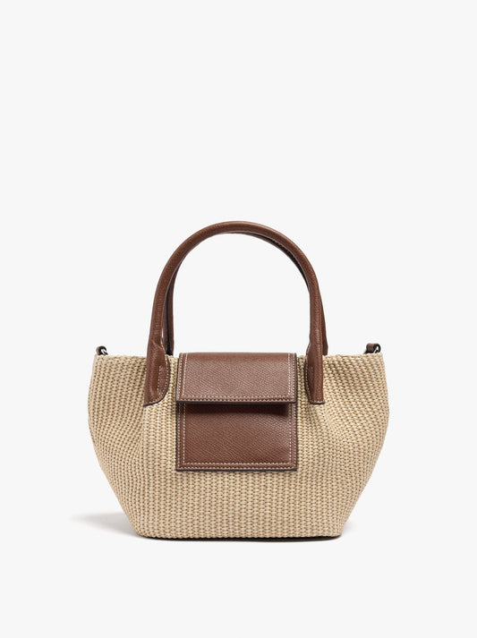 Tote Bag With Paper Straw Effect With Flap