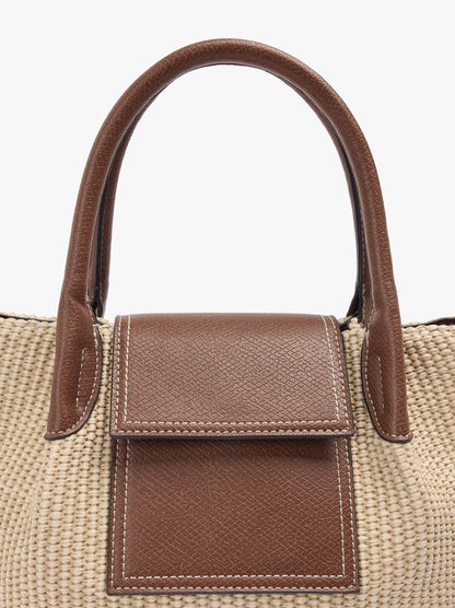 Tote Bag With Paper Straw Effect With Flap