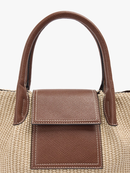 Tote Bag With Paper Straw Effect With Flap