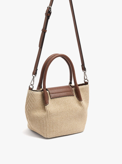 Tote Bag With Paper Straw Effect With Flap