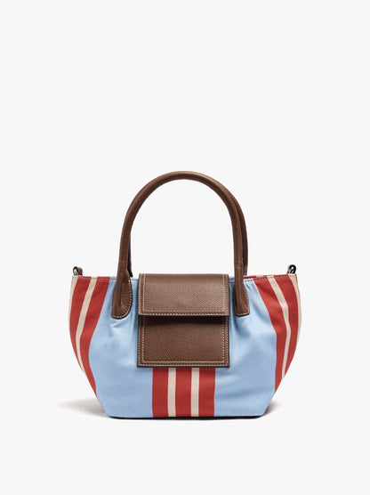Tote Bag Of Nylon With Stripes With Flap