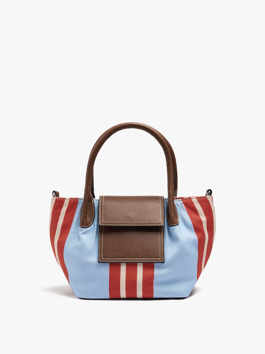 Tote Bag Of Nylon With Stripes With Flap