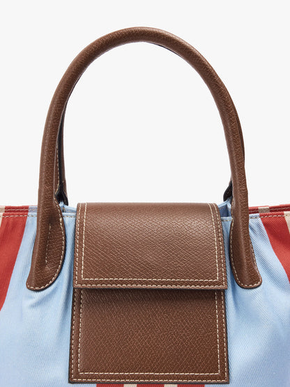 Tote Bag Of Nylon With Stripes With Flap