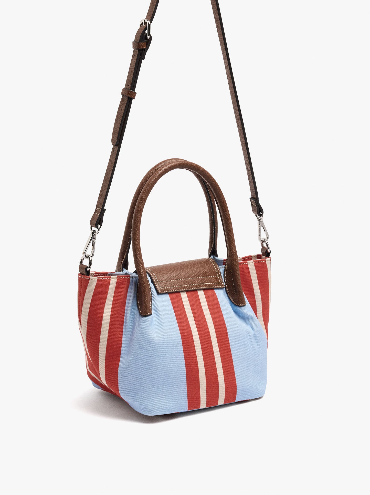 Tote Bag Of Nylon With Stripes With Flap