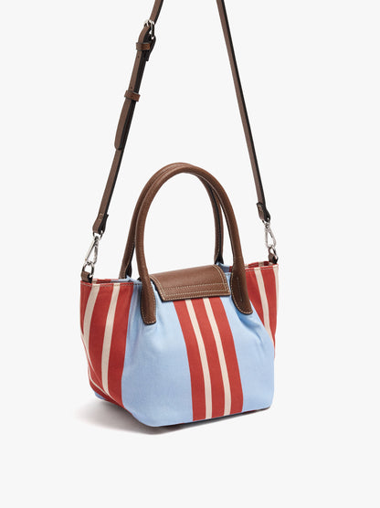 Tote Bag Of Nylon With Stripes With Flap