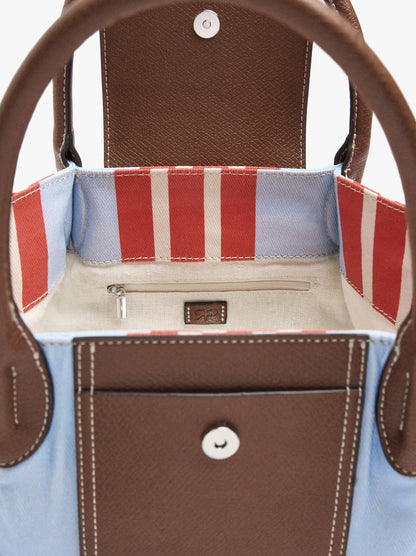 Tote Bag Of Nylon With Stripes With Flap