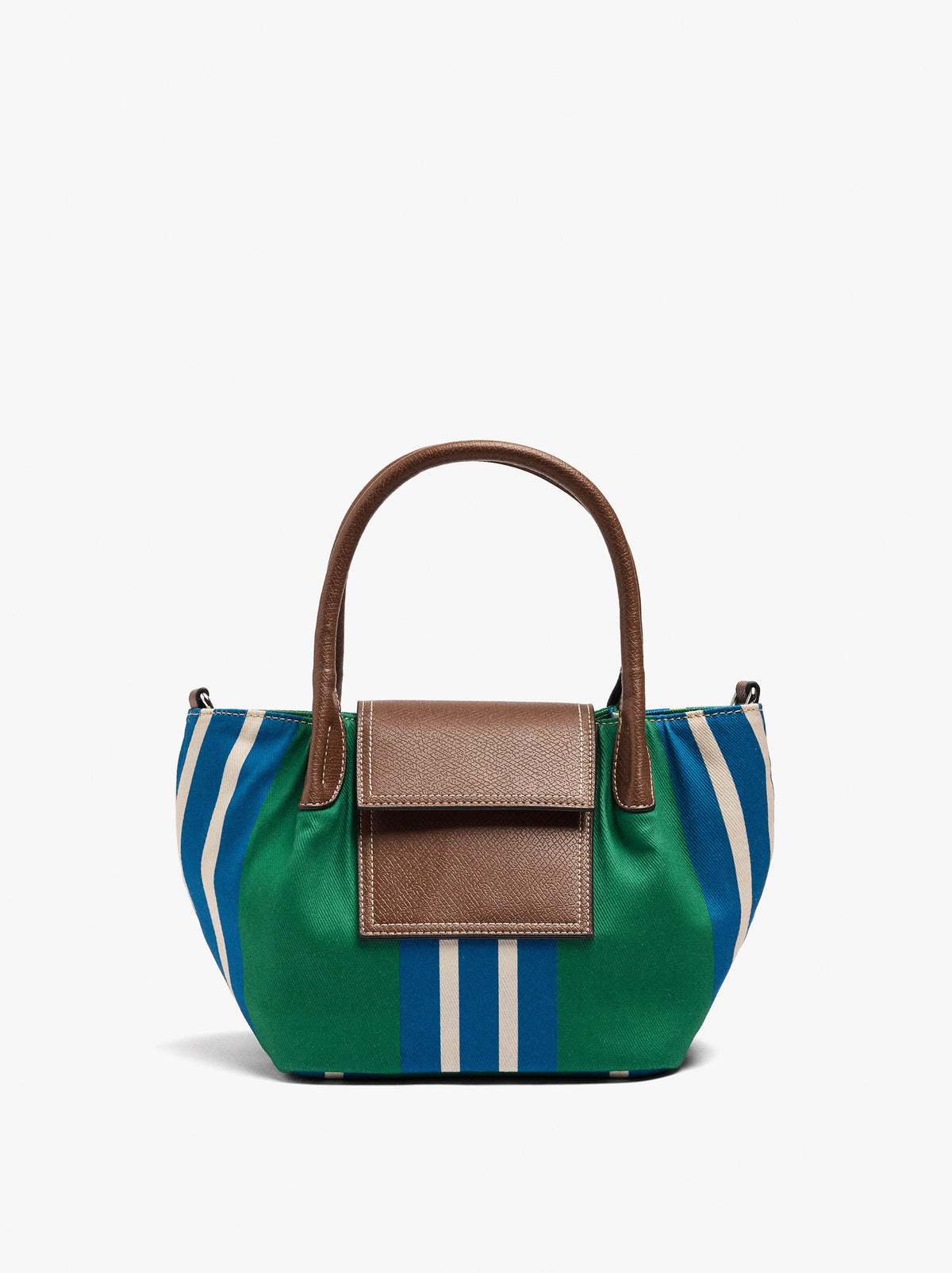 Tote Bag Of Nylon With Stripes With Flap