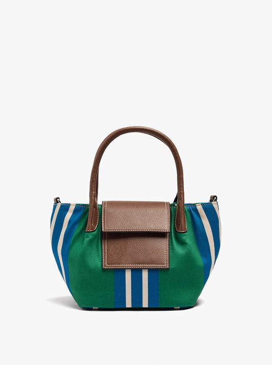 Tote Bag Of Nylon With Stripes With Flap