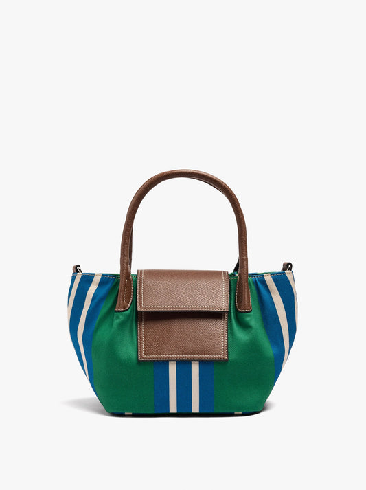 Tote Bag Of Nylon With Stripes With Flap