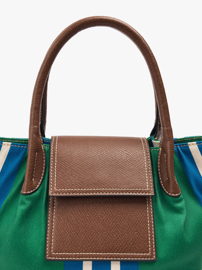 Tote Bag Of Nylon With Stripes With Flap