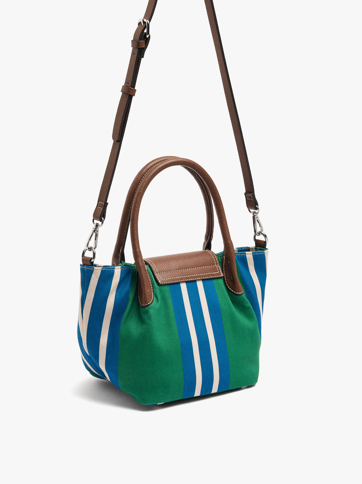 Tote Bag Of Nylon With Stripes With Flap