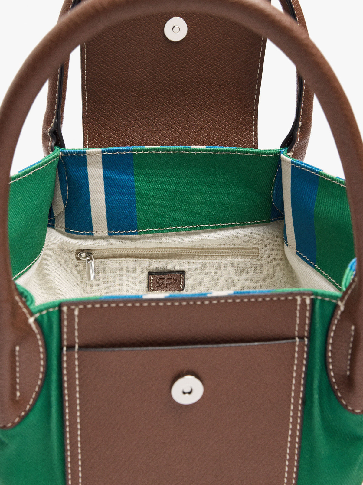Tote Bag Of Nylon With Stripes With Flap