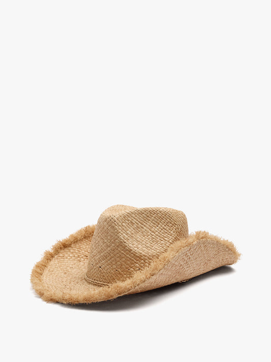 Straw Hat With Frayed Edges