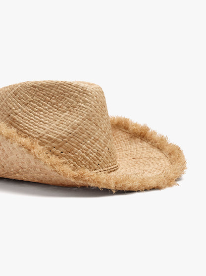 Straw Hat With Frayed Edges