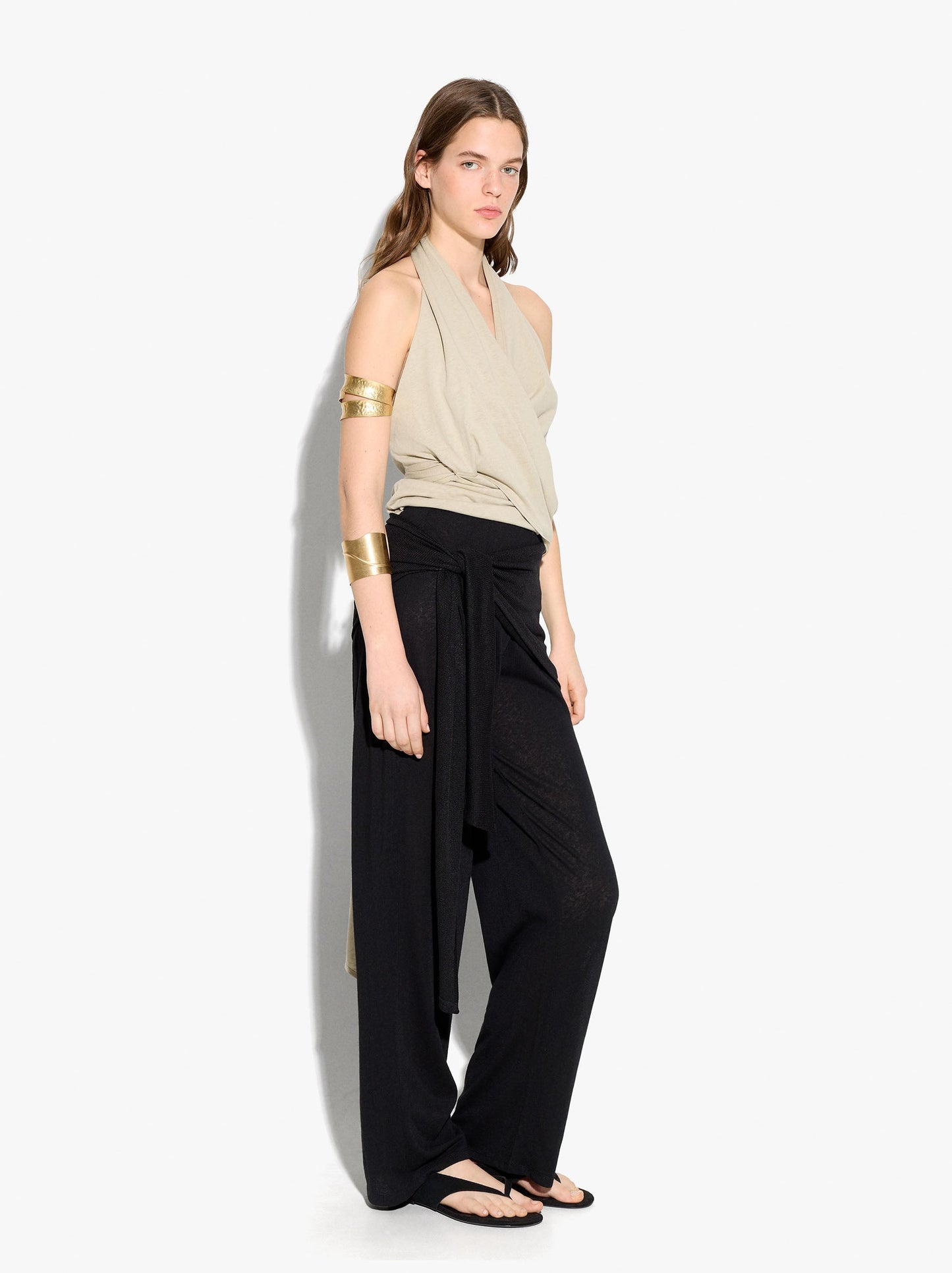 Trousers With Draped And Knot