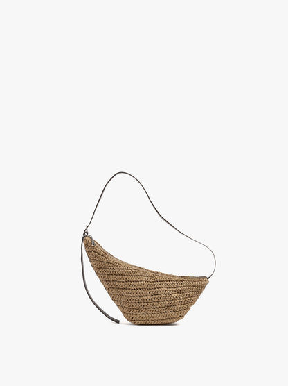 Asymmetric Shoulder Bag With Paper Straw Effect