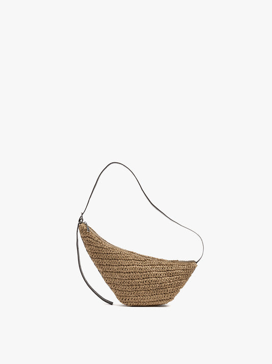 Asymmetric Shoulder Bag With Paper Straw Effect