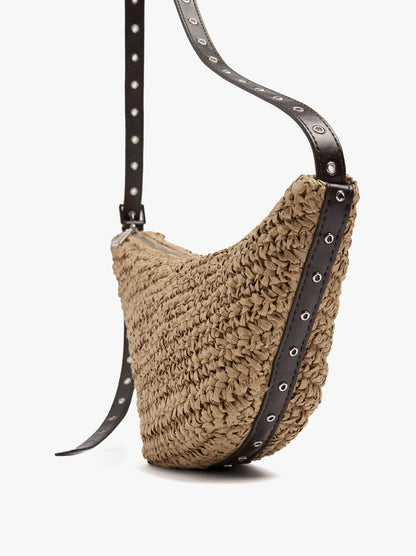 Asymmetric Shoulder Bag With Paper Straw Effect