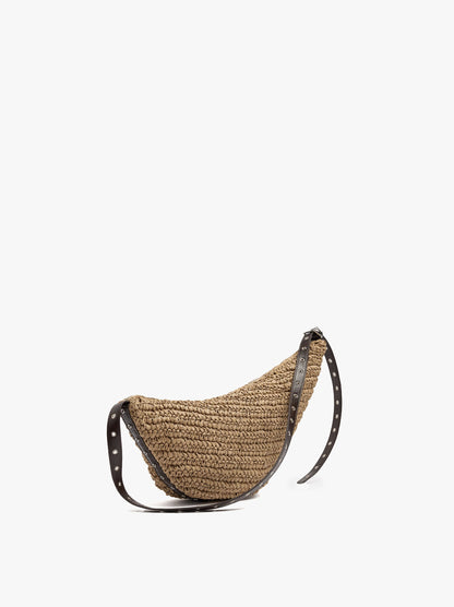 Asymmetric Shoulder Bag With Paper Straw Effect