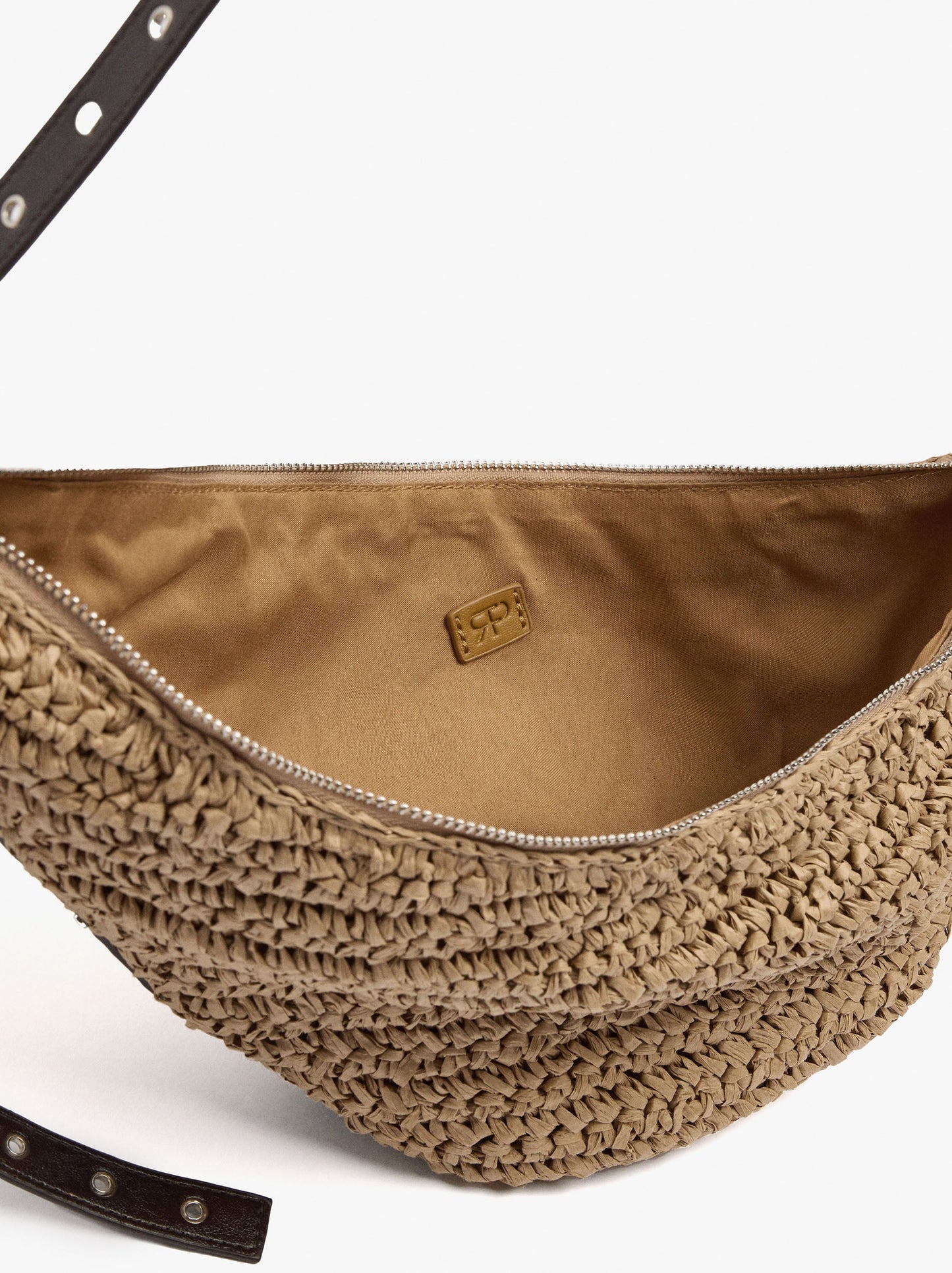 Asymmetric Shoulder Bag With Paper Straw Effect