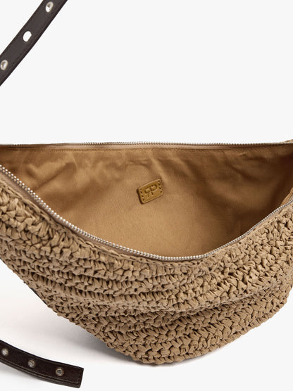 Asymmetric Shoulder Bag With Paper Straw Effect