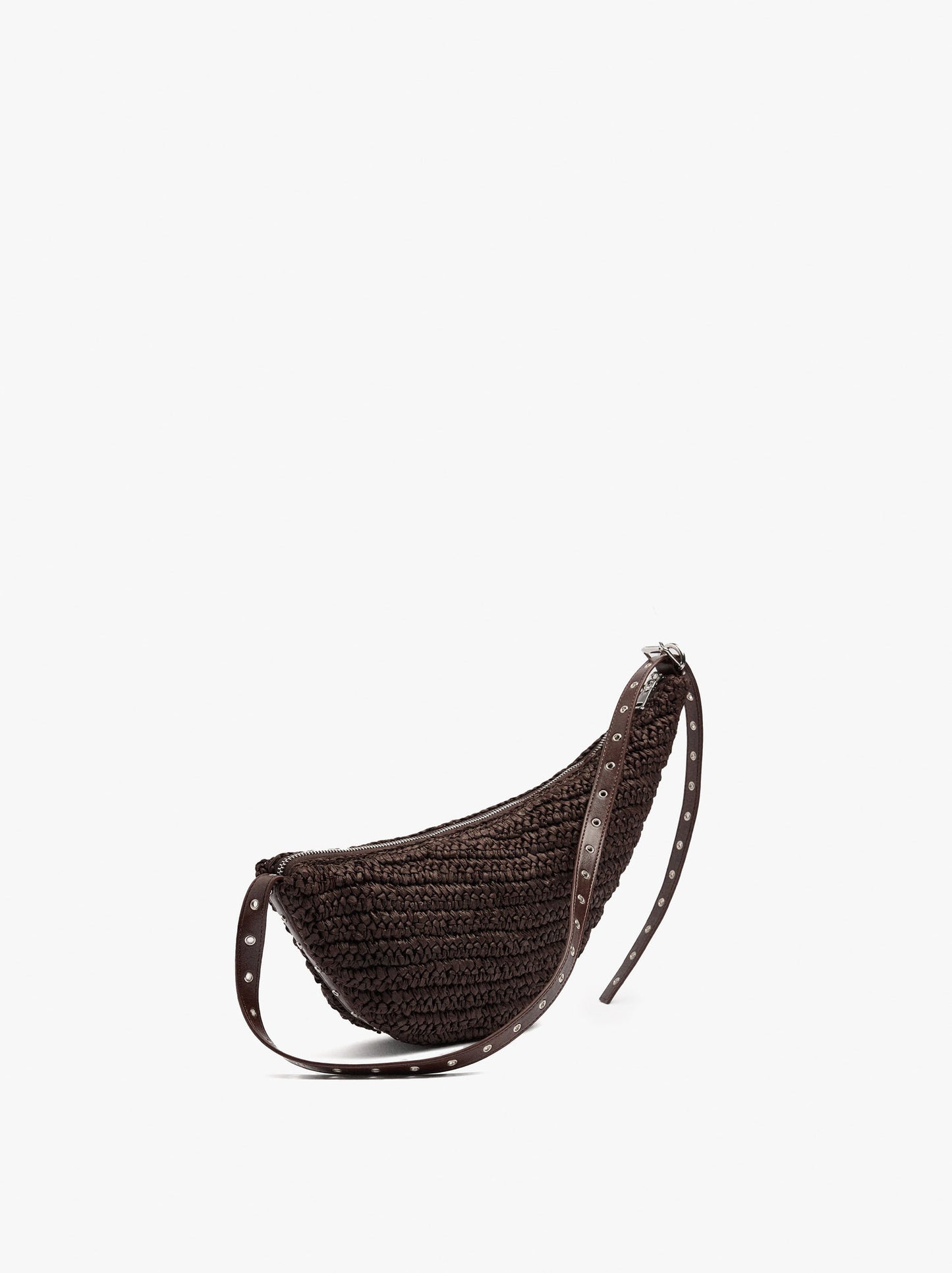 Asymmetric Shoulder Bag With Paper Straw Effect