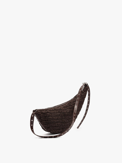 Asymmetric Shoulder Bag With Paper Straw Effect