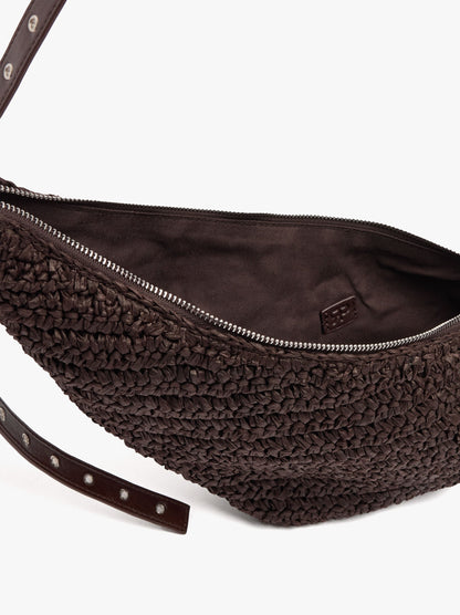 Asymmetric Shoulder Bag With Paper Straw Effect