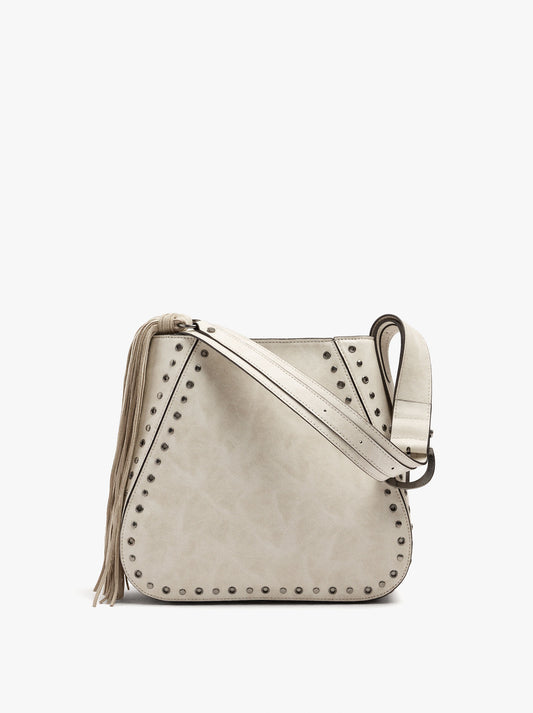 Shoulder Bag With Fringes And Studs L