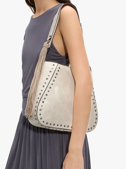Shoulder Bag With Fringes And Studs L