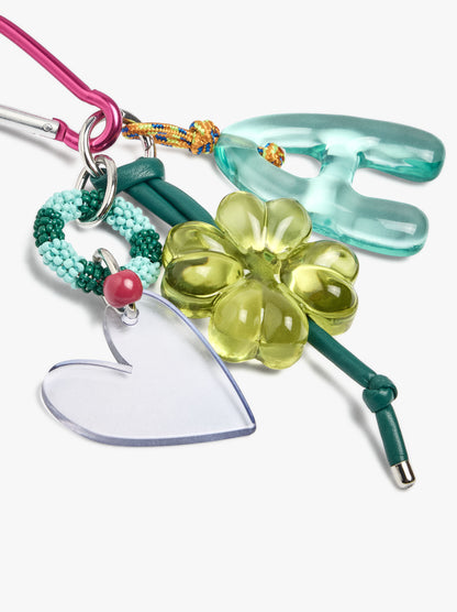 Keychain Charm With Flower And Letter A