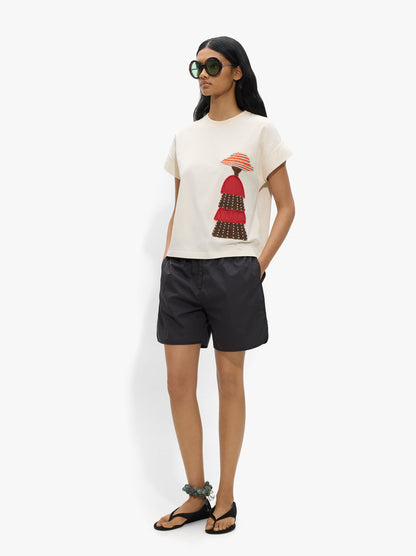 Cotton T-Shirt With Beads Detail