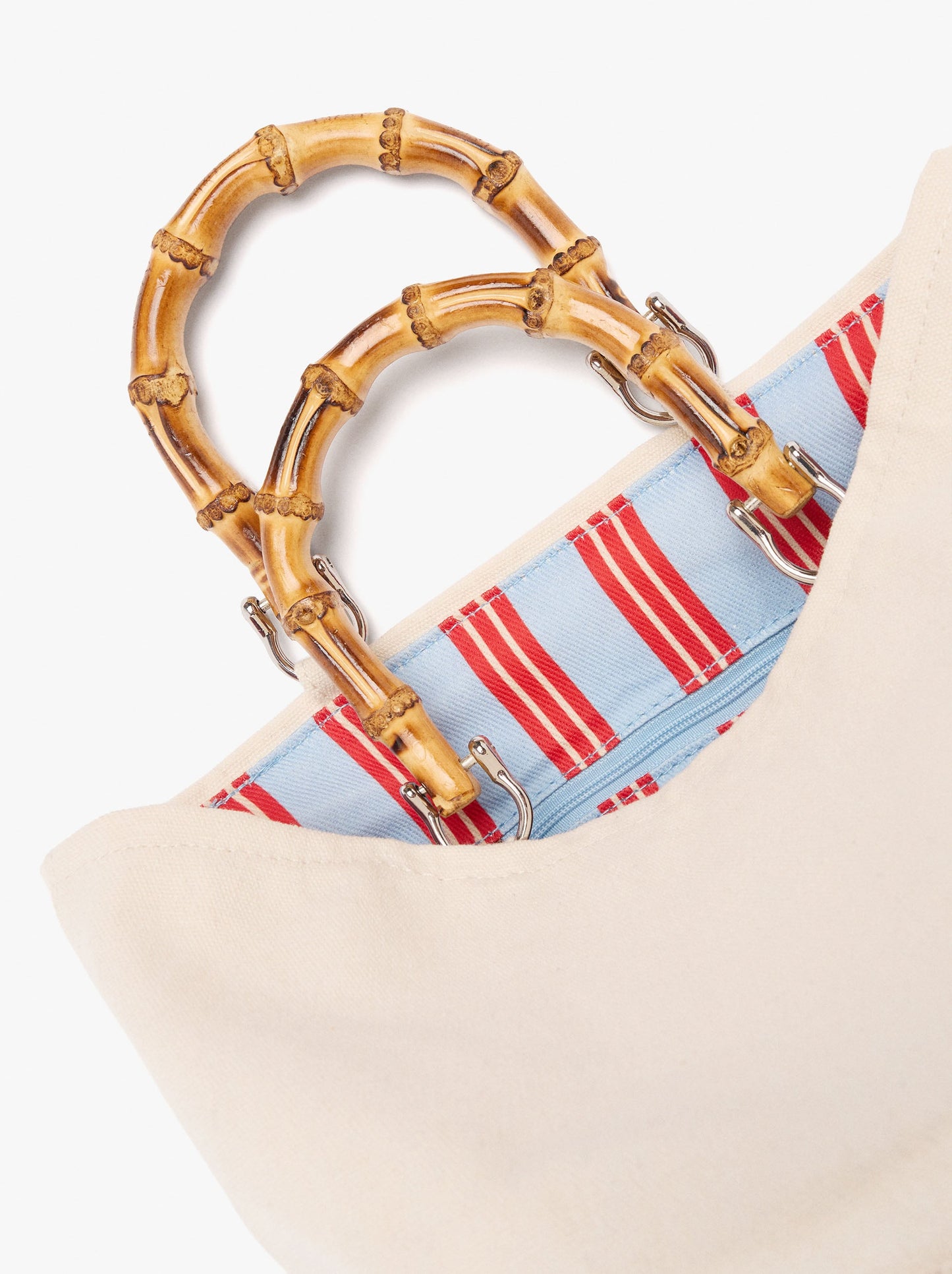Tote Bag Canvas With Rattan Base L