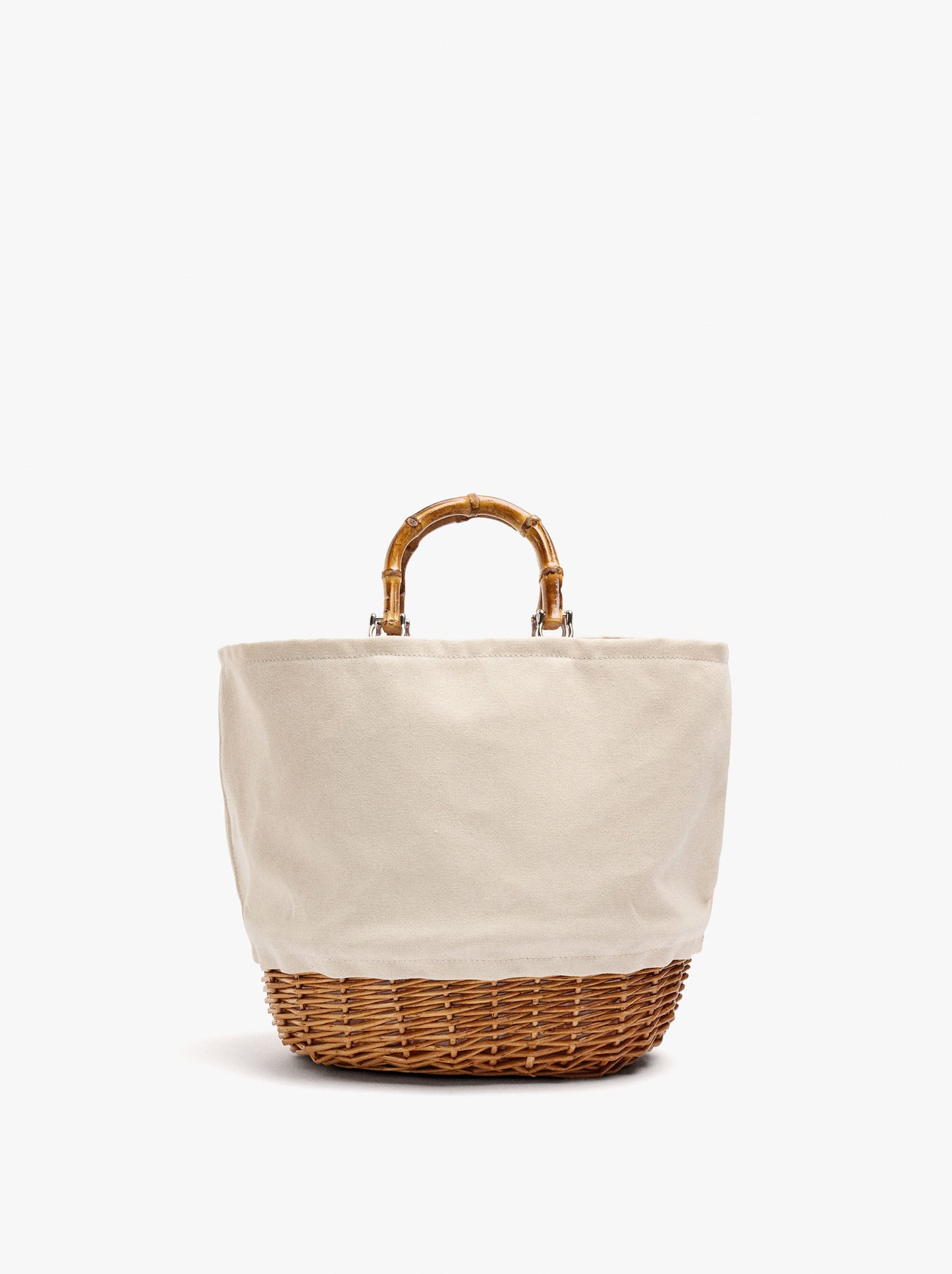 Tote Bag Canvas With Rattan Base L