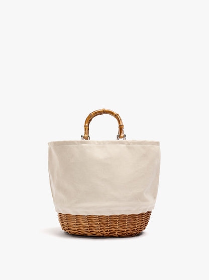 Tote Bag Canvas With Rattan Base L