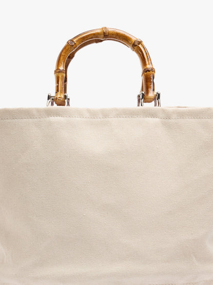 Tote Bag Canvas With Rattan Base L