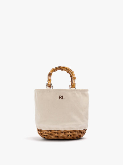 Tote Bag Canvas With Rattan Base M