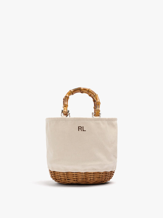 Tote Bag Canvas With Rattan Base M