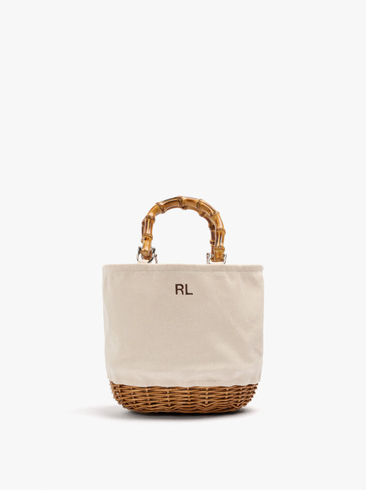 Tote Bag Canvas With Rattan Base M