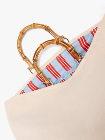Tote Bag Canvas With Rattan Base M