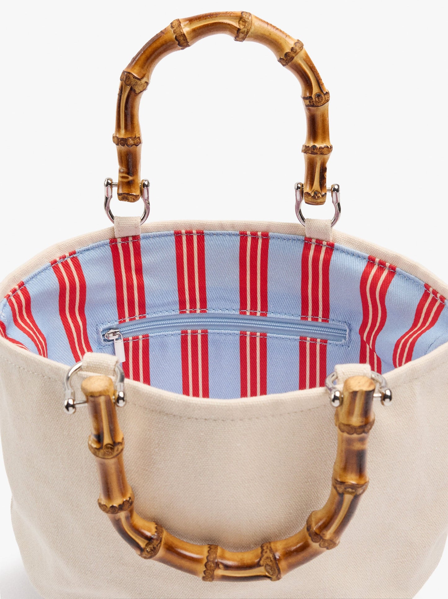 Tote Bag Canvas With Rattan Base M