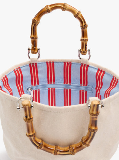 Tote Bag Canvas With Rattan Base M