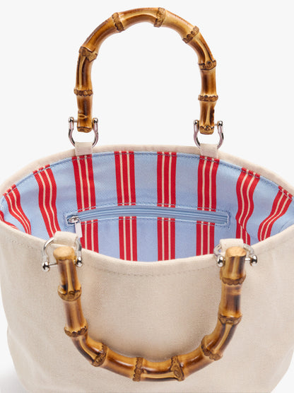 Tote Bag Canvas With Rattan Base M