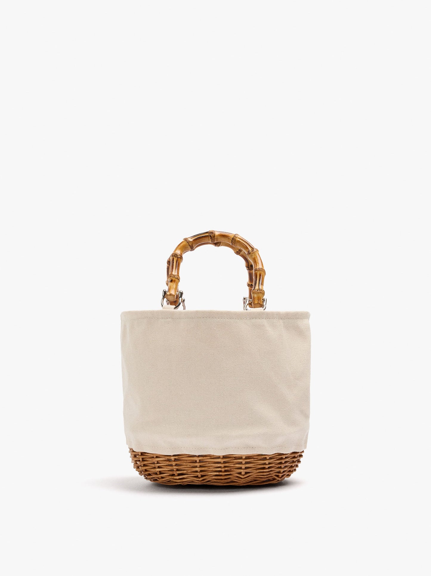 Tote Bag Canvas With Rattan Base M
