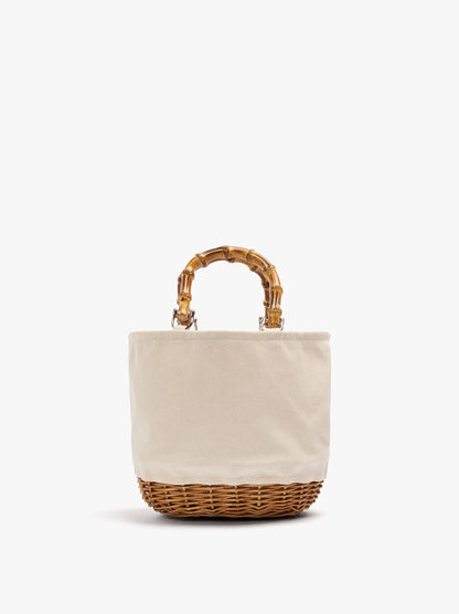 Tote Bag Canvas With Rattan Base M