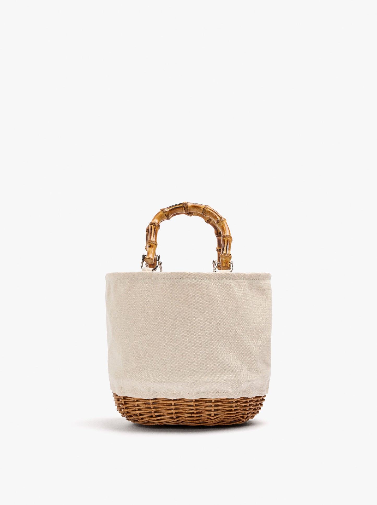 Tote Bag Canvas With Rattan Base M